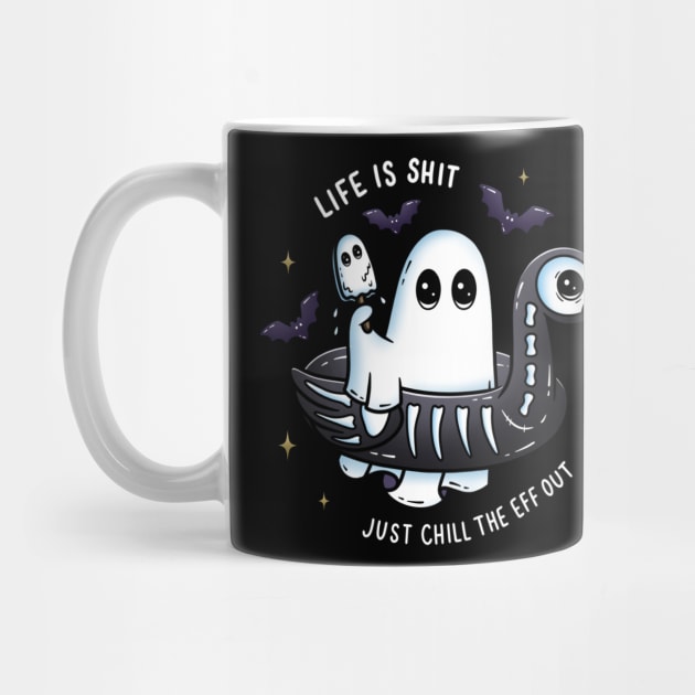 Life is Sh*t Just Chill the Eff Out Ghost Flamingo Floatie by moonstruck crystals